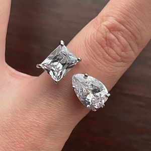 Silver Crystal Double Ring